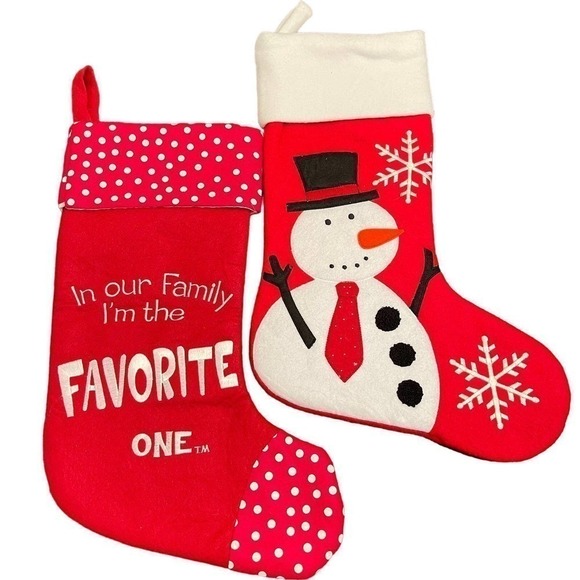 Snow Men Christmas Stocking Lot of 2 - Picture 1 of 5